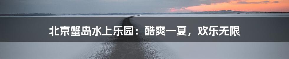 北京蟹岛水上乐园：酷爽一夏，欢乐无限