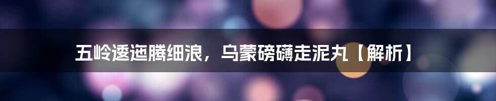 五岭逶迤腾细浪，乌蒙磅礴走泥丸【解析】