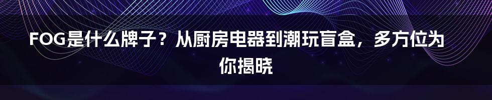 FOG是什么牌子？从厨房电器到潮玩盲盒，多方位为你揭晓