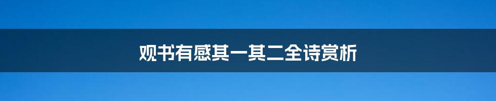 观书有感其一其二全诗赏析