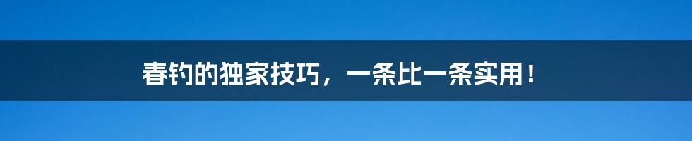 春钓的独家技巧，一条比一条实用！