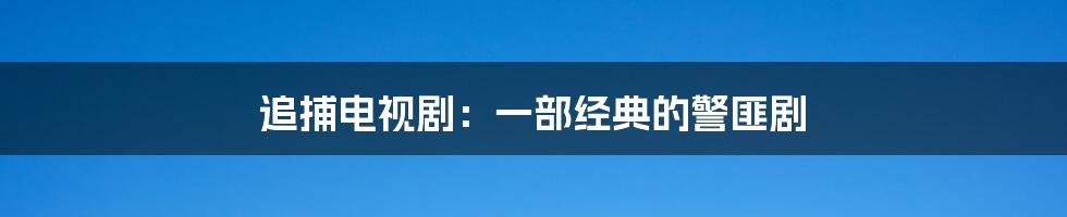 追捕电视剧：一部经典的警匪剧