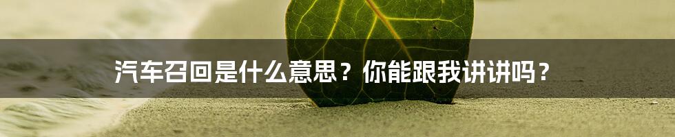 汽车召回是什么意思？你能跟我讲讲吗？