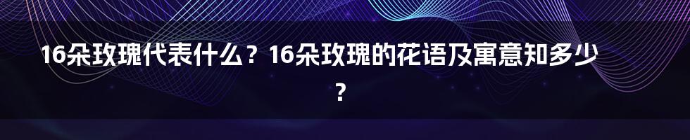 16朵玫瑰代表什么？16朵玫瑰的花语及寓意知多少？