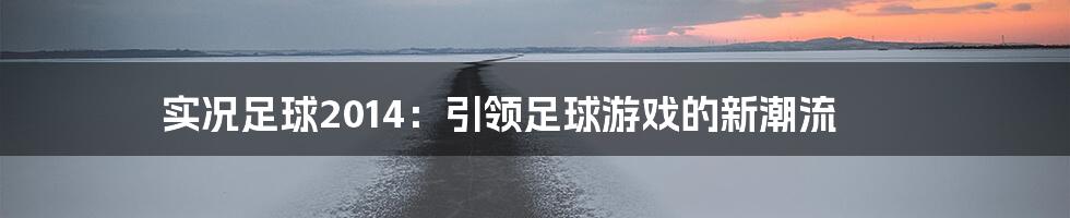 实况足球2014：引领足球游戏的新潮流