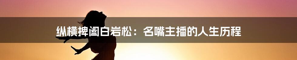 纵横捭阖白岩松：名嘴主播的人生历程