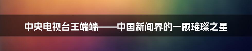 中央电视台王端端——中国新闻界的一颗璀璨之星