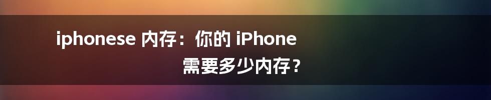 iphonese 内存：你的 iPhone 需要多少内存？