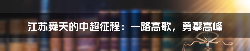 江苏舜天的中超征程：一路高歌，勇攀高峰