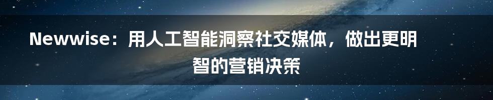 Newwise：用人工智能洞察社交媒体，做出更明智的营销决策