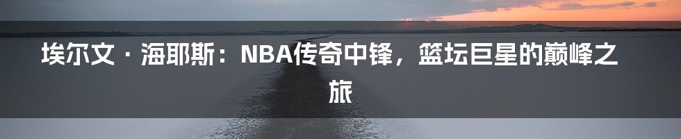 埃尔文·海耶斯：NBA传奇中锋，篮坛巨星的巅峰之旅