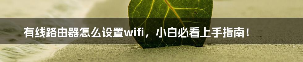 有线路由器怎么设置wifi，小白必看上手指南！