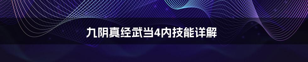 九阴真经武当4内技能详解