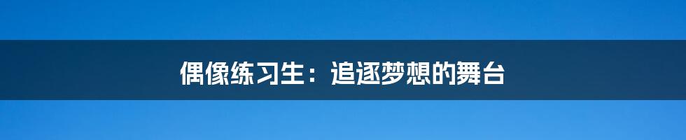 偶像练习生：追逐梦想的舞台