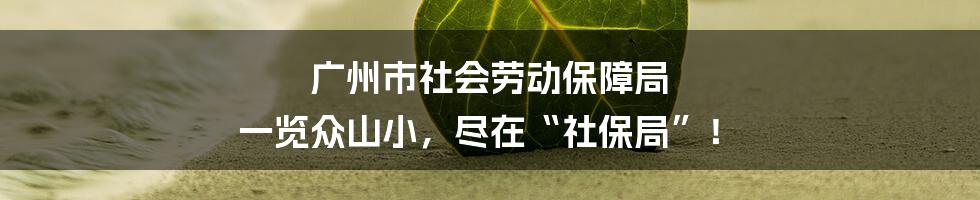 广州市社会劳动保障局 一览众山小，尽在“社保局”！