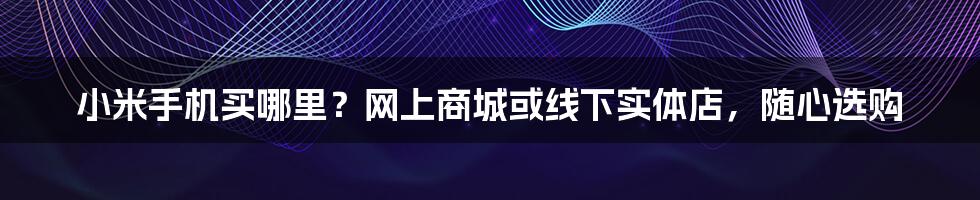 小米手机买哪里？网上商城或线下实体店，随心选购