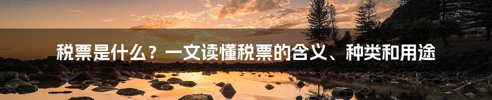 税票是什么？一文读懂税票的含义、种类和用途