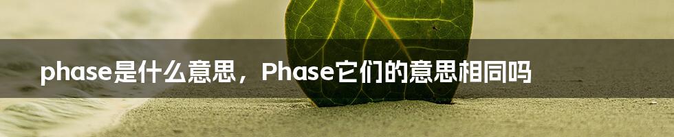 phase是什么意思，Phase它们的意思相同吗