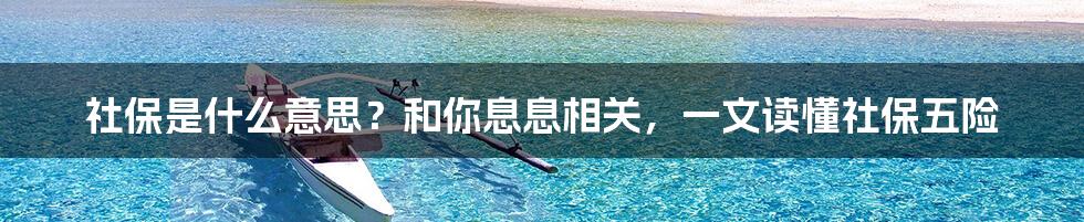 社保是什么意思？和你息息相关，一文读懂社保五险