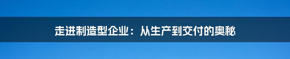 走进制造型企业：从生产到交付的奥秘