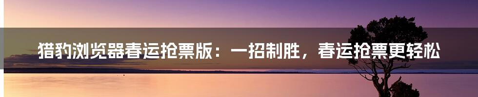 猎豹浏览器春运抢票版：一招制胜，春运抢票更轻松