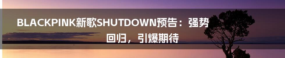 BLACKPINK新歌SHUTDOWN预告：强势回归，引爆期待