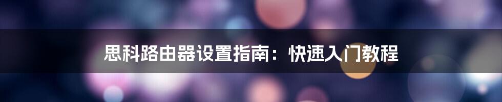 思科路由器设置指南：快速入门教程