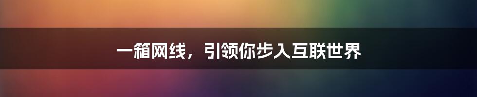 一箱网线，引领你步入互联世界