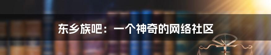 东乡族吧：一个神奇的网络社区