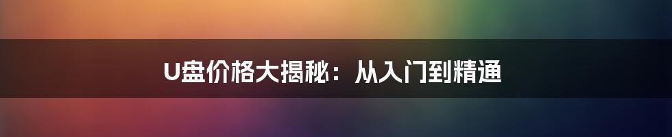 U盘价格大揭秘：从入门到精通