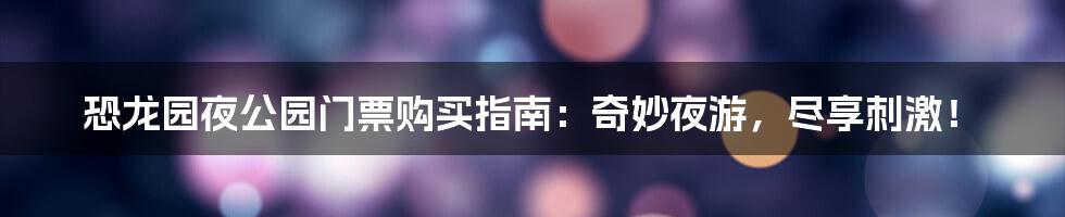 恐龙园夜公园门票购买指南：奇妙夜游，尽享刺激！