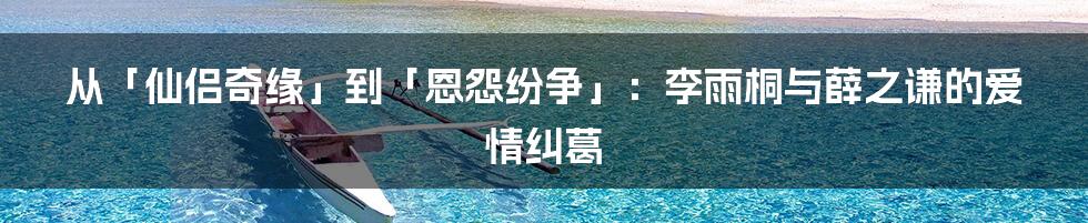 从「仙侣奇缘」到「恩怨纷争」：李雨桐与薛之谦的爱情纠葛