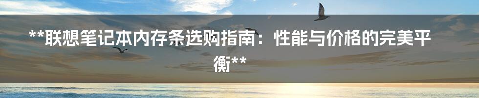 **联想笔记本内存条选购指南：性能与价格的完美平衡**