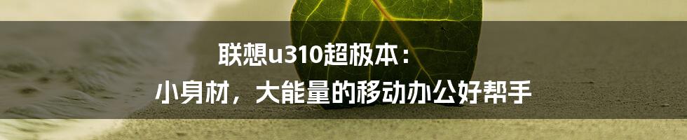 联想u310超极本： 小身材，大能量的移动办公好帮手