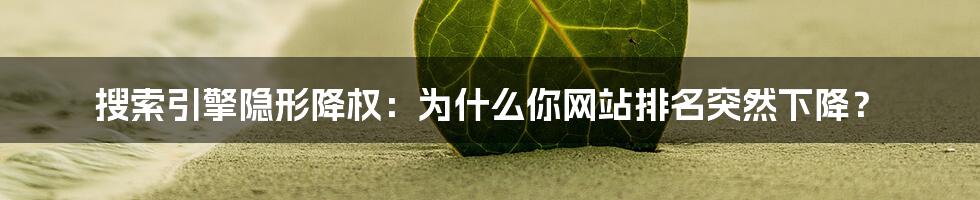 搜索引擎隐形降权：为什么你网站排名突然下降？