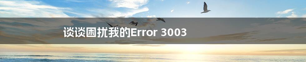 谈谈困扰我的Error 3003