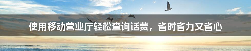 使用移动营业厅轻松查询话费，省时省力又省心