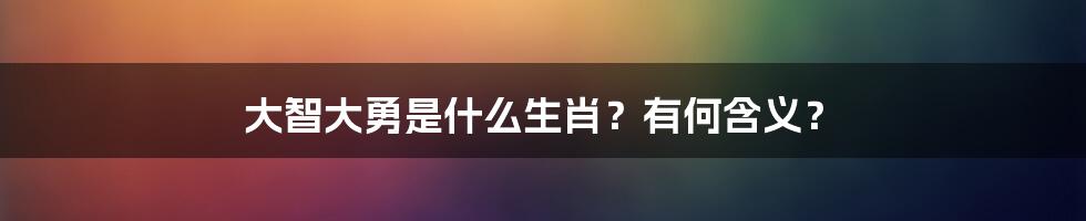 大智大勇是什么生肖？有何含义？