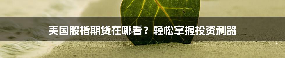 美国股指期货在哪看？轻松掌握投资利器