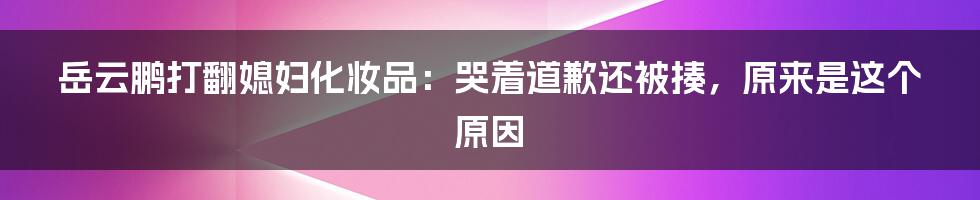 岳云鹏打翻媳妇化妆品：哭着道歉还被揍，原来是这个原因