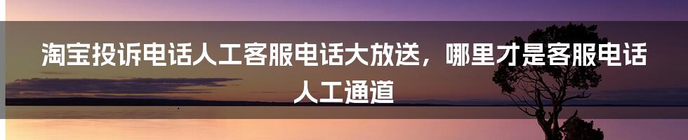 淘宝投诉电话人工客服电话大放送，哪里才是客服电话人工通道