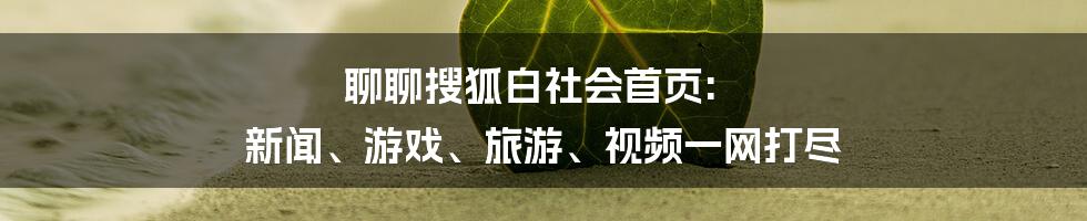 聊聊搜狐白社会首页: 新闻、游戏、旅游、视频一网打尽