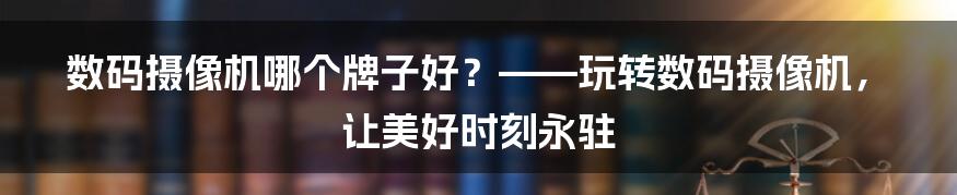 数码摄像机哪个牌子好？——玩转数码摄像机，让美好时刻永驻