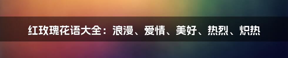 红玫瑰花语大全：浪漫、爱情、美好、热烈、炽热