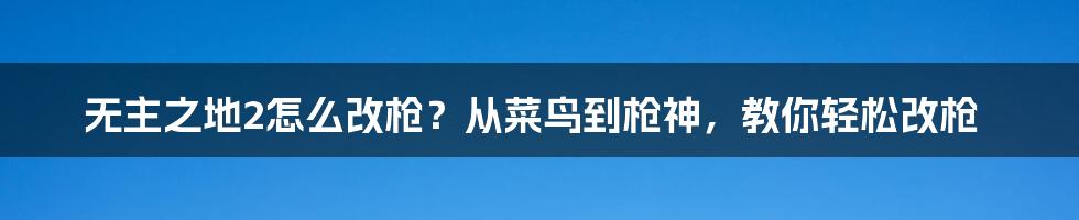 无主之地2怎么改枪？从菜鸟到枪神，教你轻松改枪