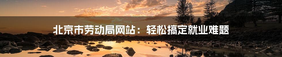 北京市劳动局网站：轻松搞定就业难题