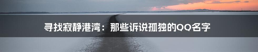 寻找寂静港湾：那些诉说孤独的QQ名字