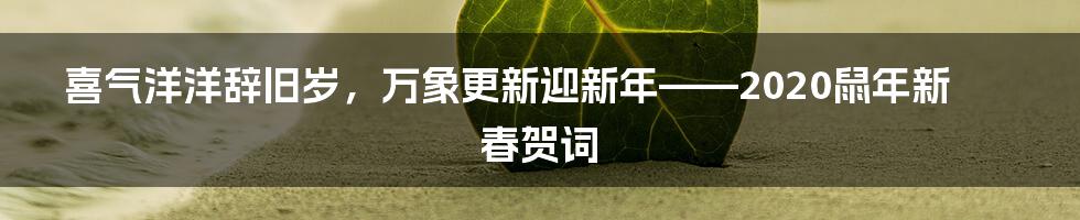 喜气洋洋辞旧岁，万象更新迎新年——2020鼠年新春贺词