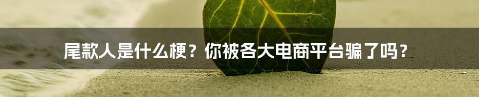 尾款人是什么梗？你被各大电商平台骗了吗？