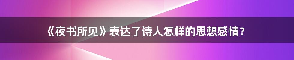 《夜书所见》表达了诗人怎样的思想感情？